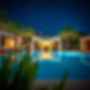 Inviting outdoor pool area surrounded by palm trees